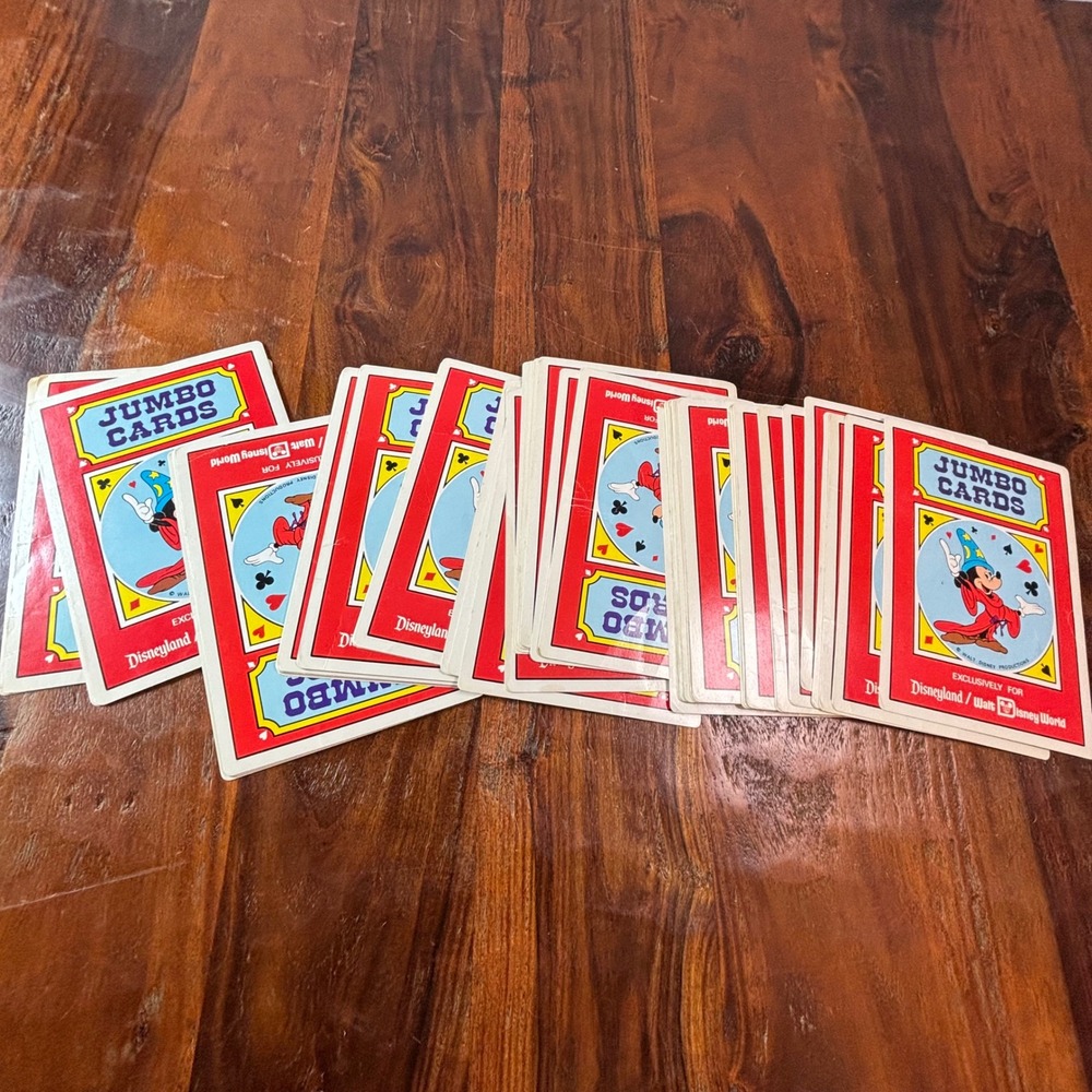 Vintage Disney Jumbo Playing Cards Sorcerer Mickey Disneyland Walt Disney World
